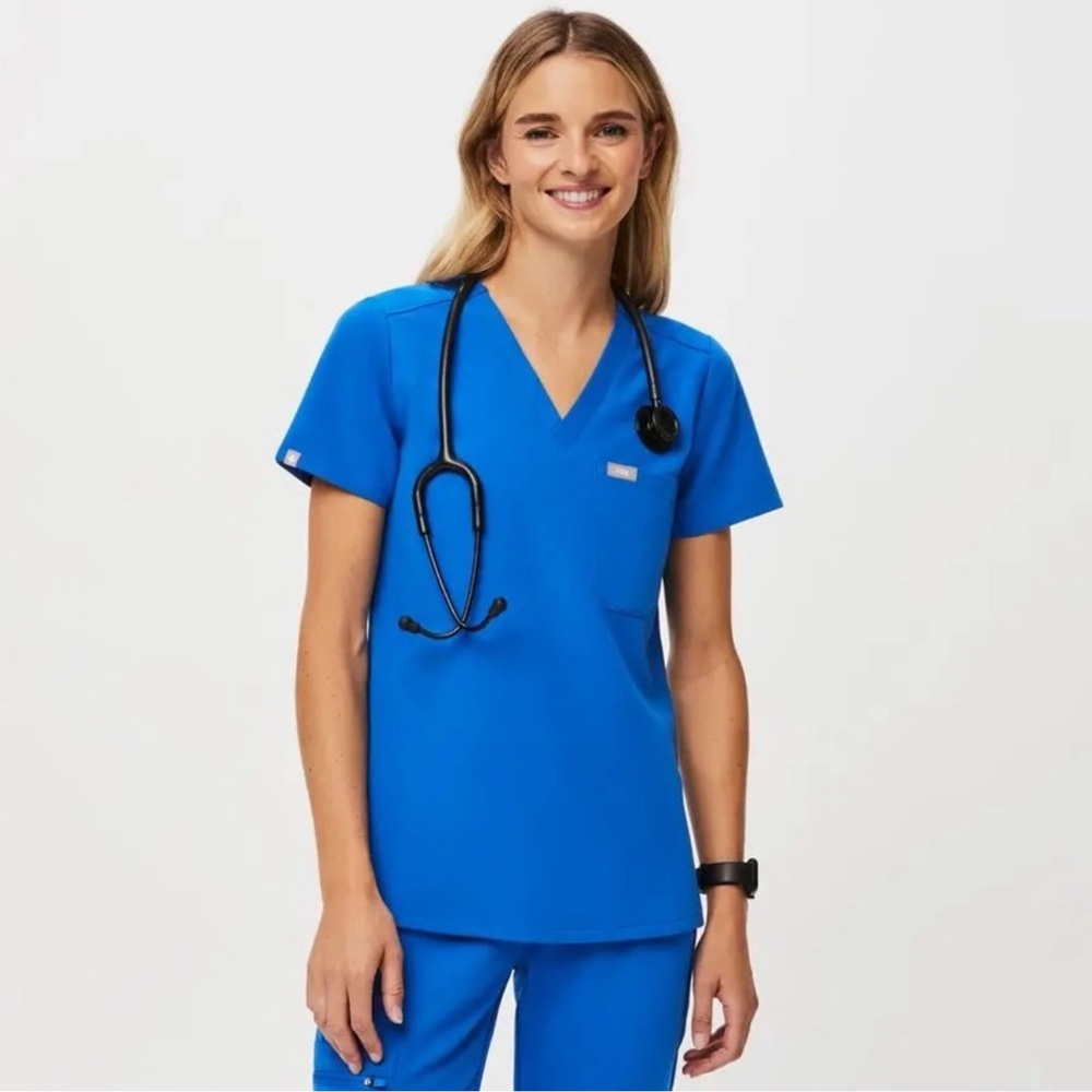 Figs Royal Blue V-Neck Scrub Top
